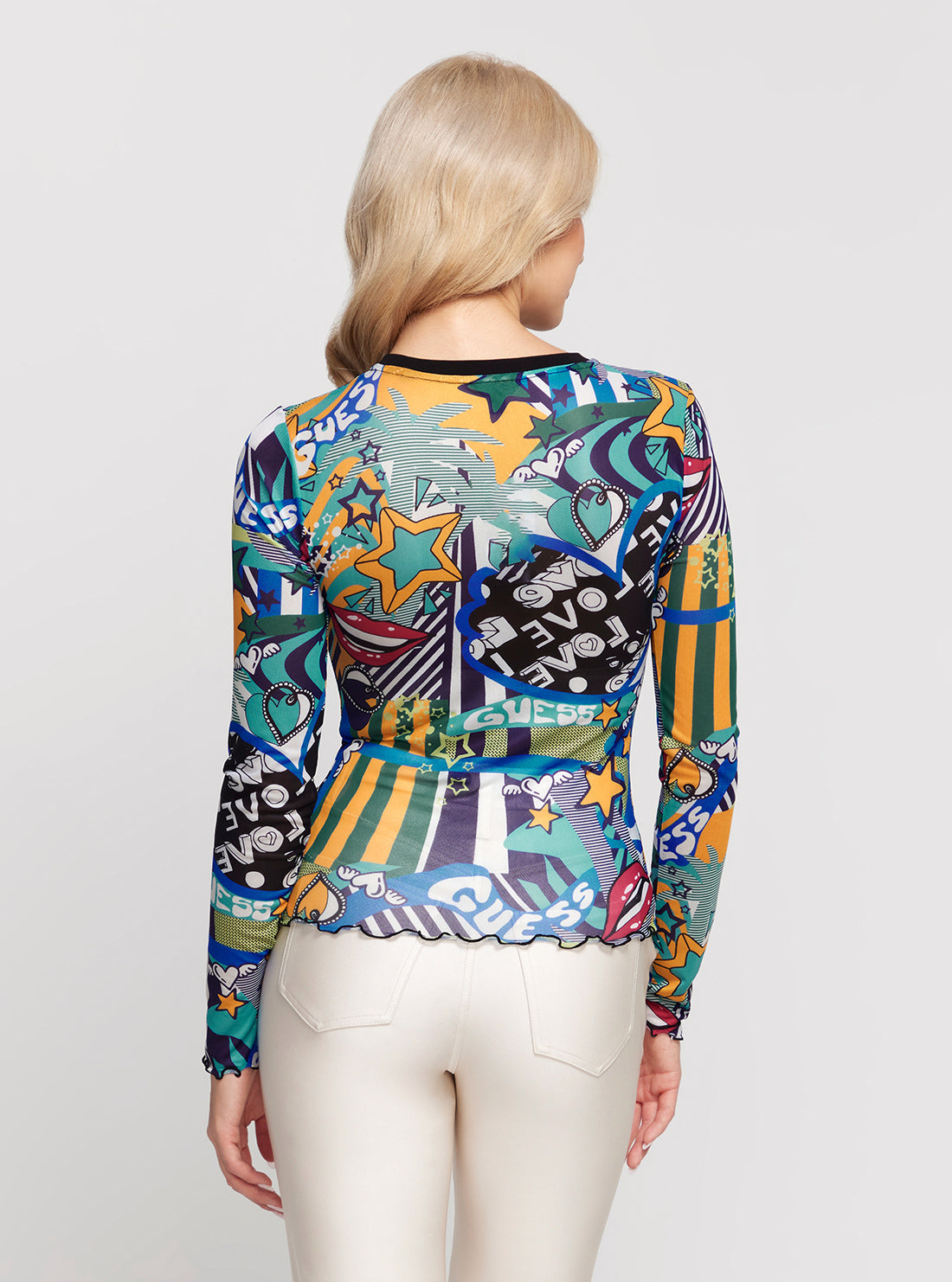 Pop Print Long Sleeve Mesh Dora Top Pop Print Long Sleeve Mesh Dora Top